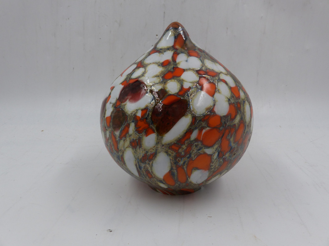 CZECH REPUBLIC ORANGE TEARDROP SHAPED HAND BLOWN GLASS LIGHT COVER