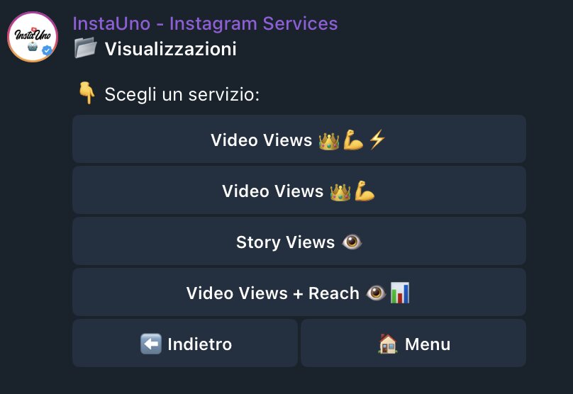 Schermata scelta del servizio Visualizzazioni sul bot InstaUno
