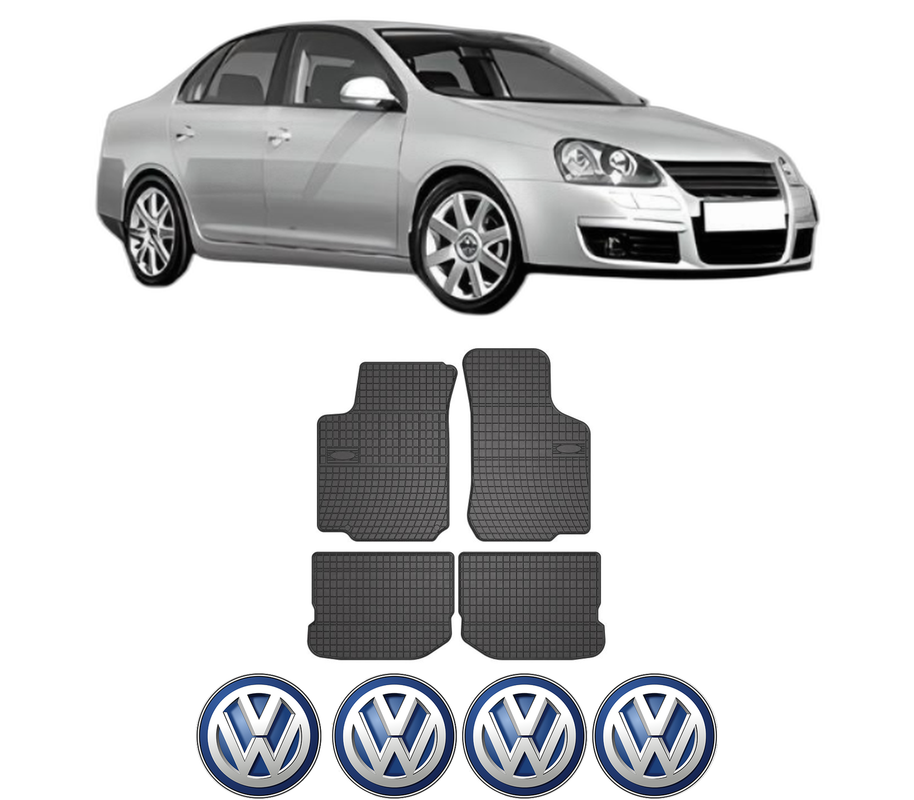 Set covorase presuri Volkswagen JETTA III (1K2) din 2004-2010, auto, din cauciuc thermoplastic, 4 Stickere auto cu Volkswagen