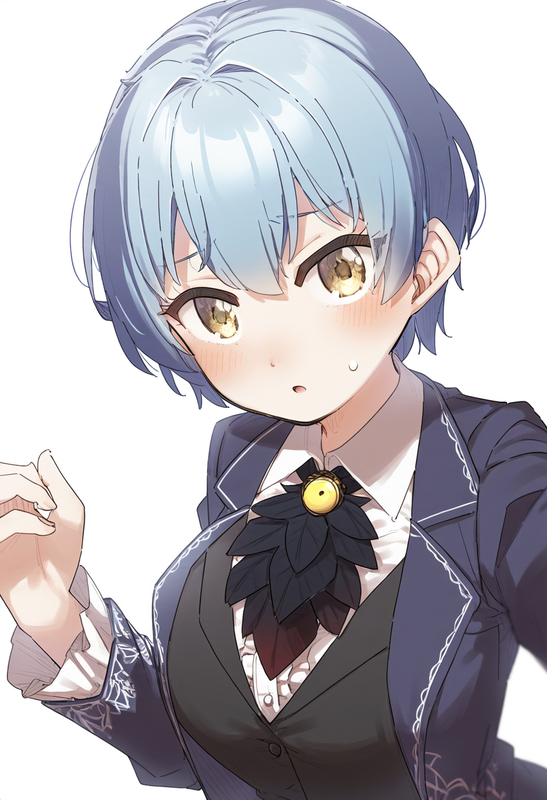 depth of field, 1girl, {{{angela (project moon)}}}, short hair, artist_ yukie (k s-3426222406 (1)