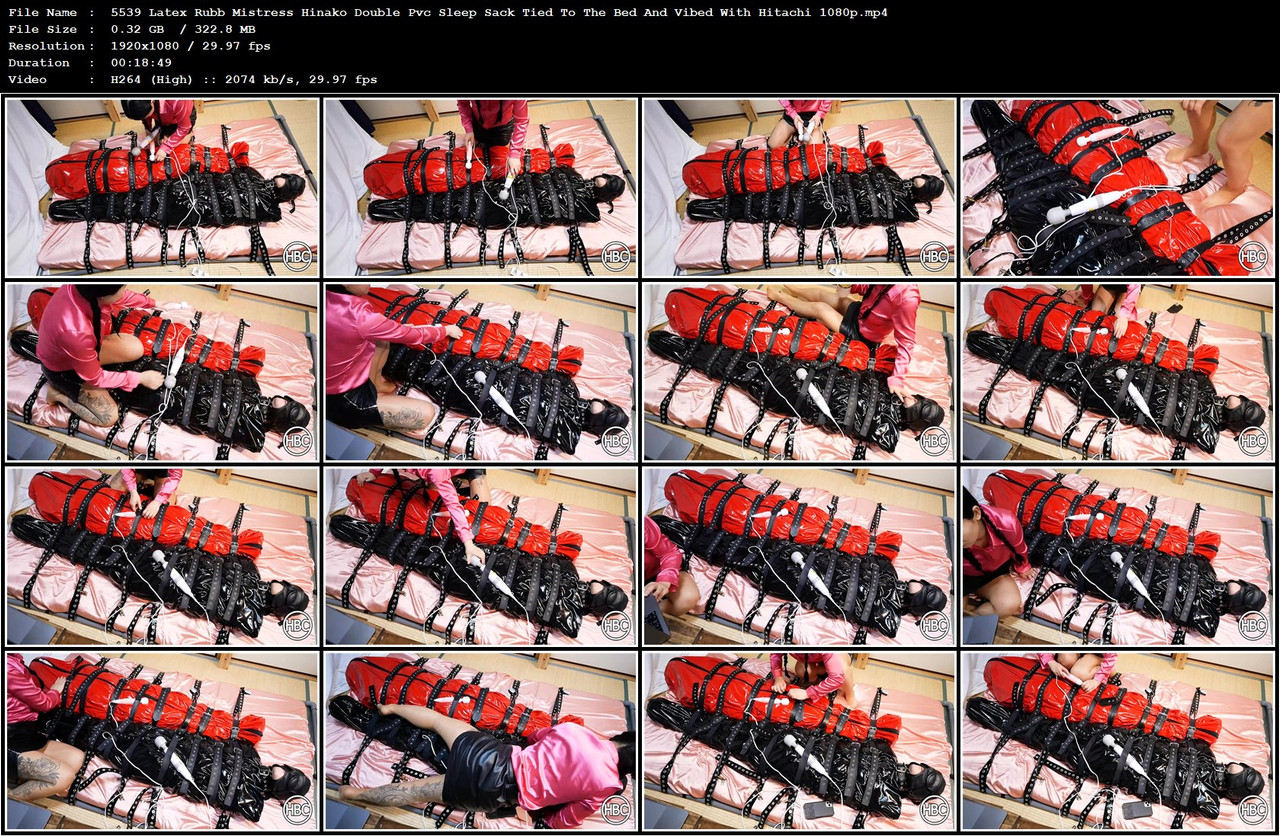 5539 Latex Rubb Mistress Hinako Double Pvc Sleep Sack Tied To The Bed And Vibed With Hitachi 1080p m