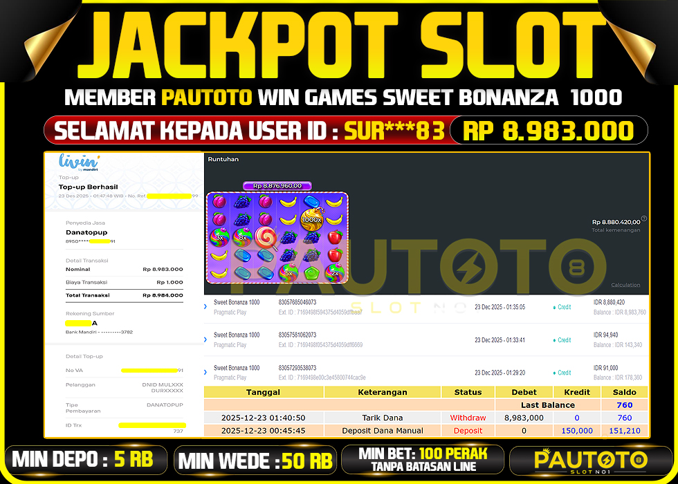 BUKTI JACKPOT LUNAS PAUTOTO
