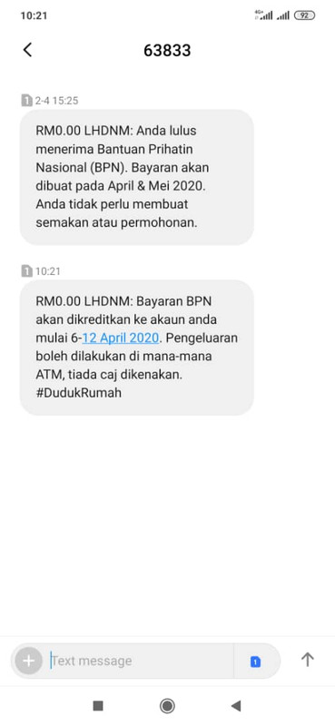 Bayaran BPN Bermula 6 Hingga 12 April 2020  Hebahan Maklumat