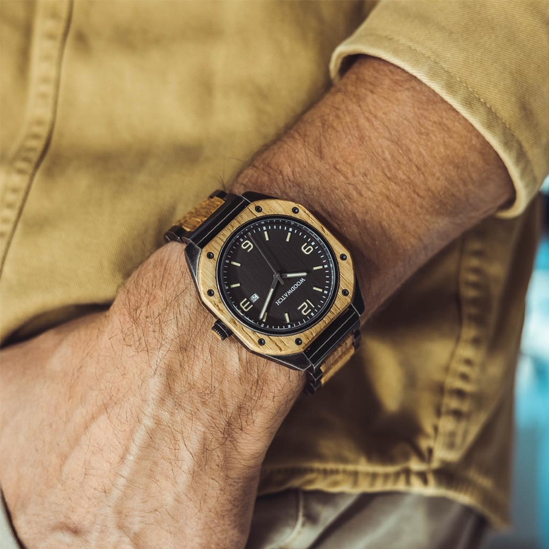 Close-up of Wood Style Watch Dial from Limited Edition Collection