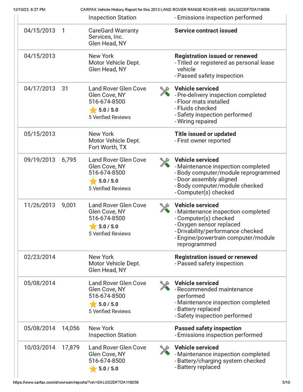 CARFAX Vehicle History Report for this 2013 LAND ROVER RANGE ROVER HSE_ SALGS2DF7DA118056-page-003