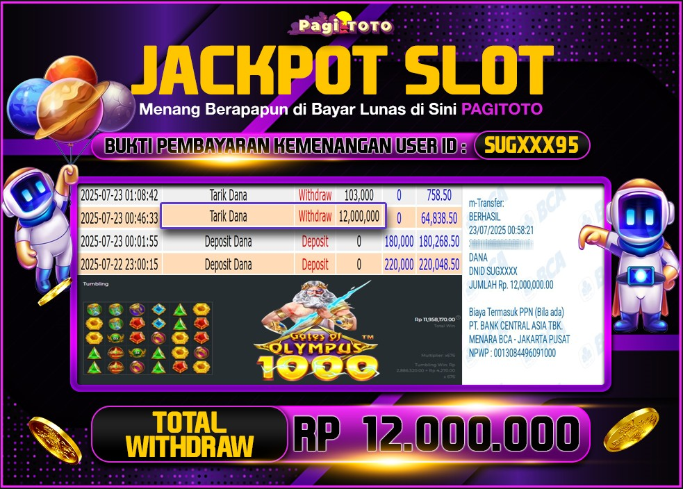 HAPPY JACKPOT MEMBER PAGITOTO SLOT GATES OF OLYMPUS 1000  Rp 12.000.000-, - LUNAS