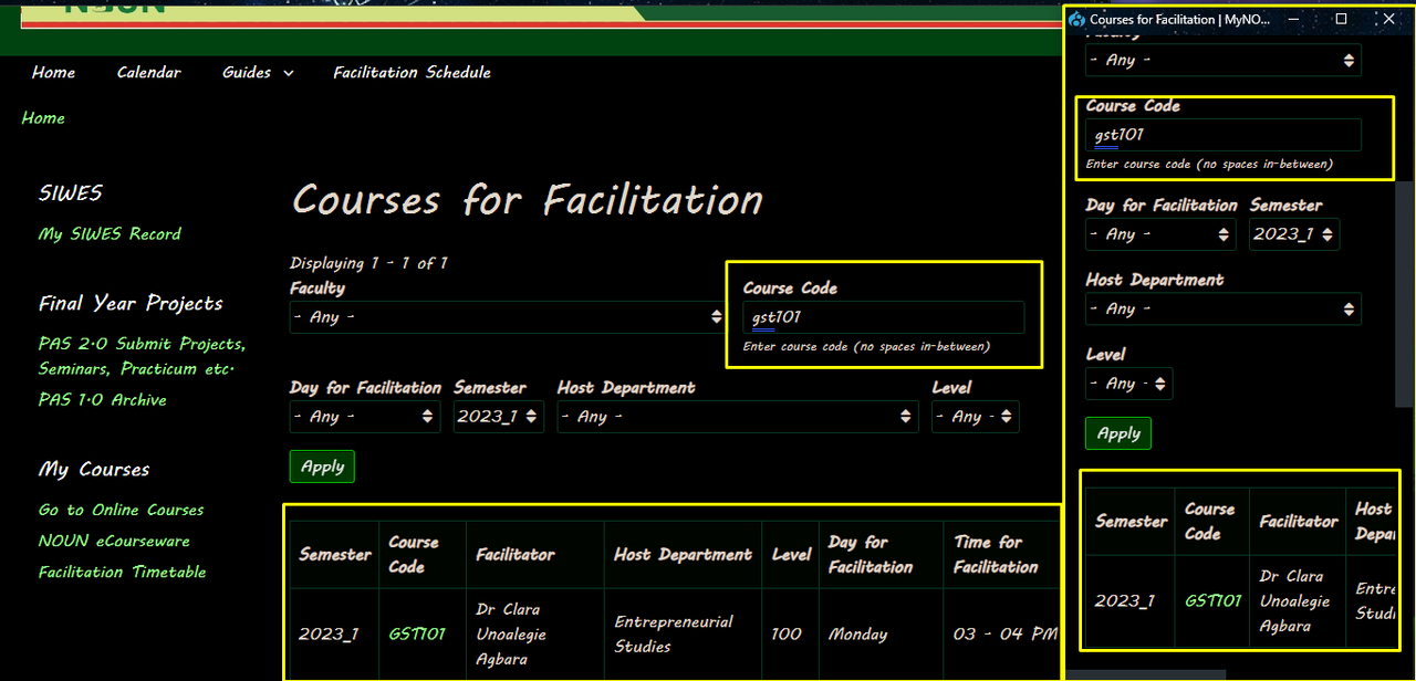Course Code Box