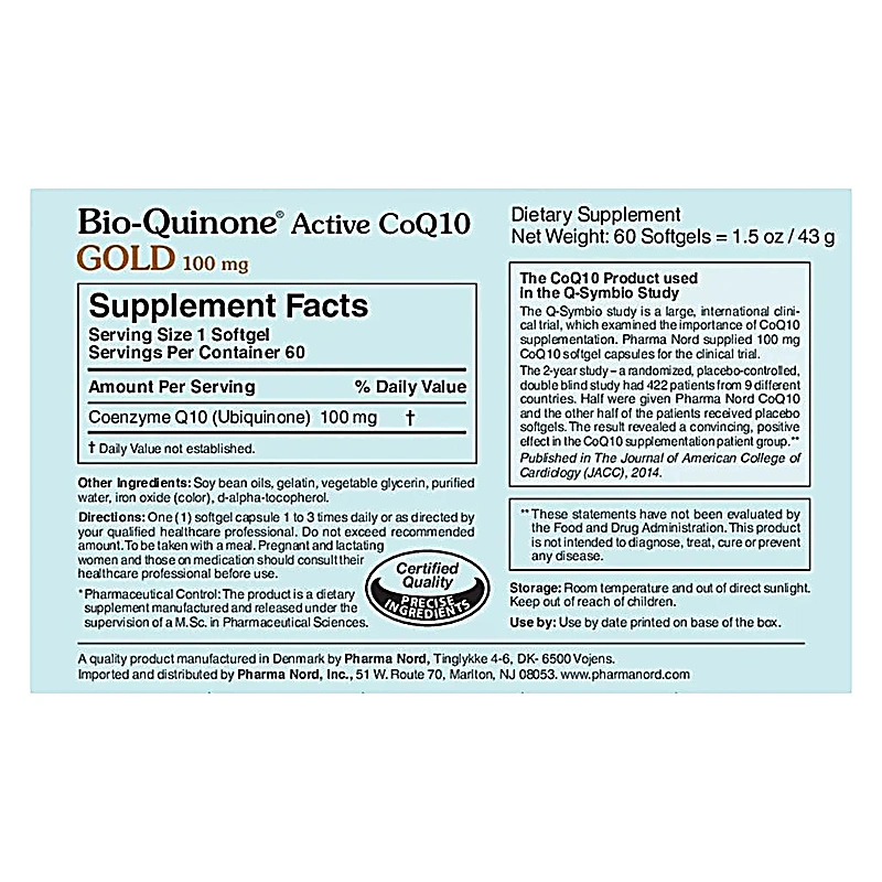 pn bio quinone active coq10 gold 100mg sgels 60s