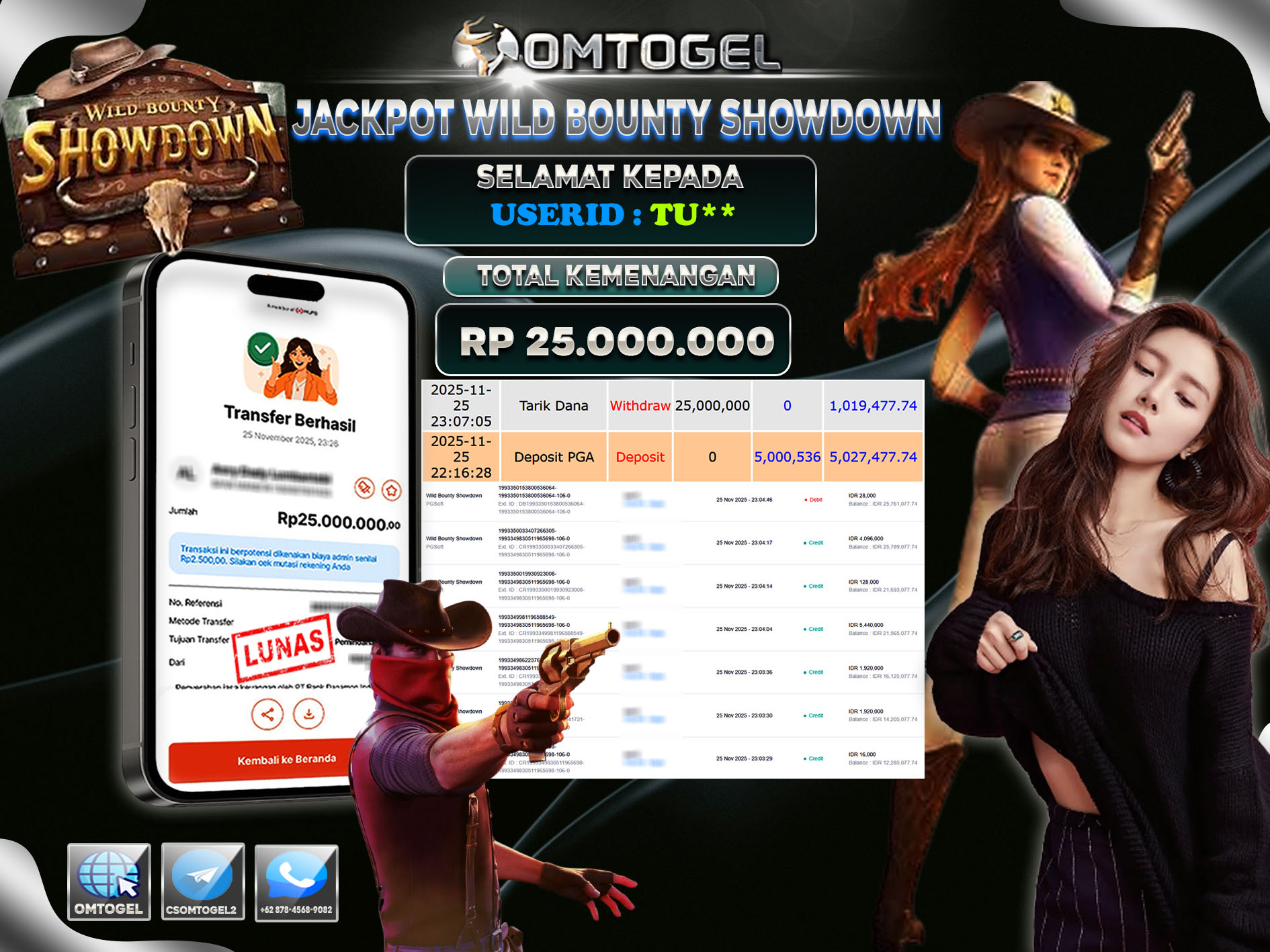 OMTOGEL JACKPOT PGSOFT WILD BOUNTY SHOWDOWN ,25 JUTA DI BAYAR LUNAS ,-