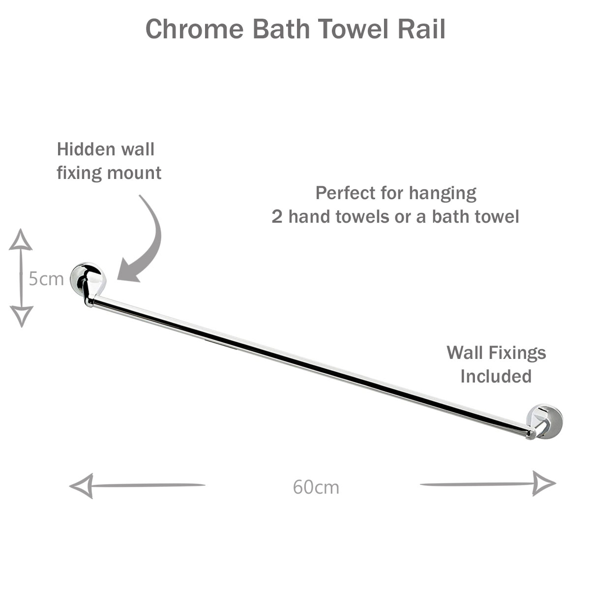 ECOSPA Bathroom Accessories Set 6 Piece Pack Chrome Wall Mounted Easy