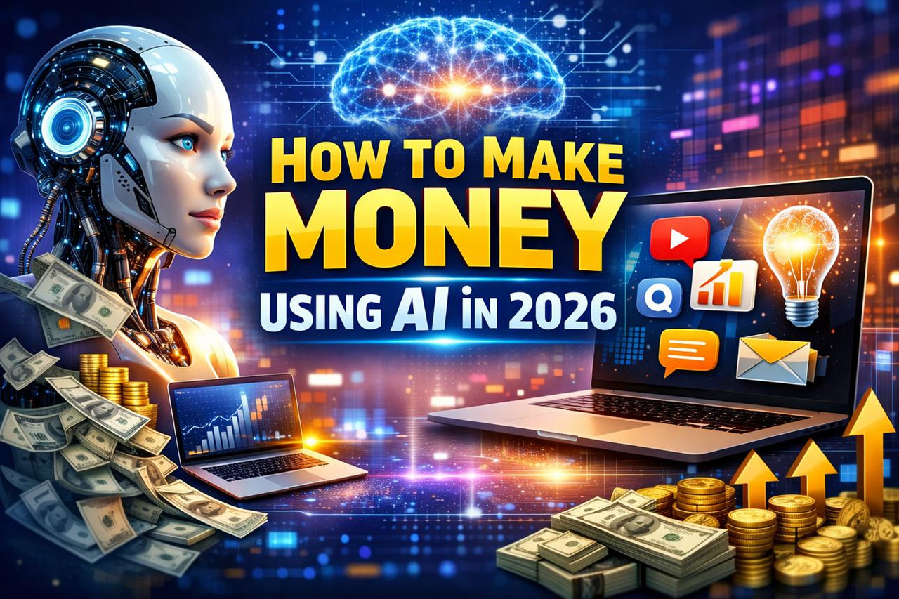 Person earning passive income from laptop/desktop/mobile using AI tools in 2026
