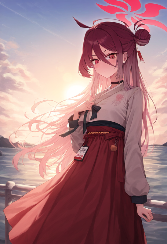 depth of field, 1girl, reijo (blue archive), alternate costume, {{{{red hanbok}} s-1193686640