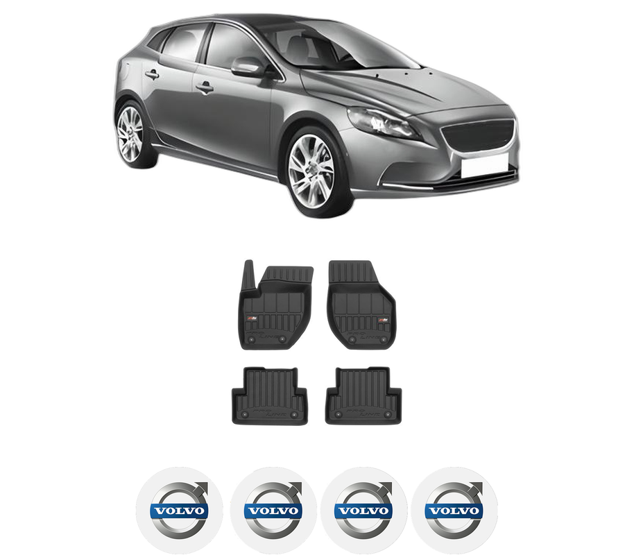 Set covorase presuri VOLVO V40 Hatchback (525) din 2012-2019, auto, din cauciuc thermoplastic, 4 Stickere auto cu VOLVO