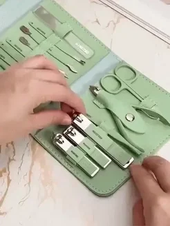 16-in-1 Stainless Manicure & Pedicure Kit – Leather Case, Rust-Free Tools