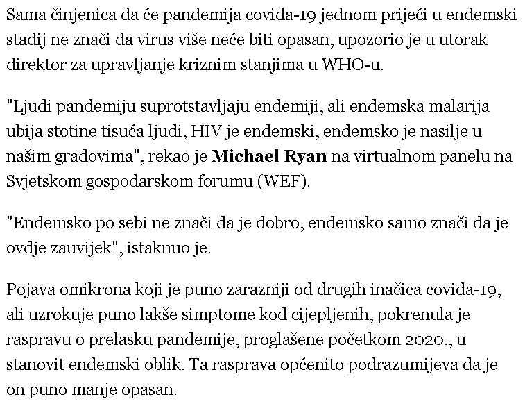 Direktor za krizne situacije WHO-a na Svjetskom ekonomskom forumu: ‘Ubuduće će 3-4 doze možda biti uobičajene‘  3