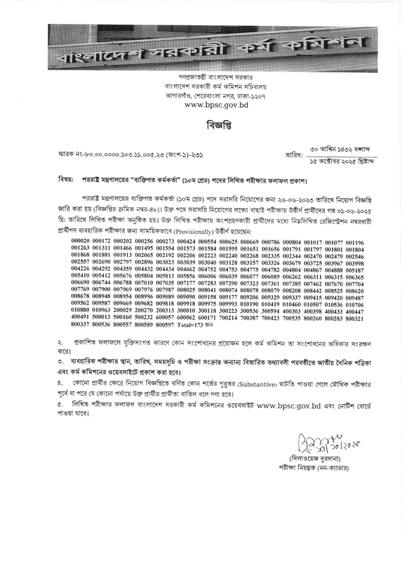 BPSC-Non-Cadre-Personal-Officer-Exam-Result-2025-PDF