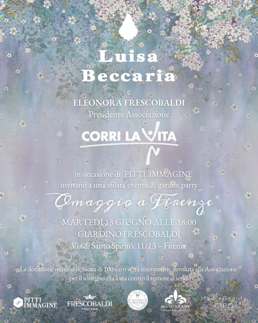 Luisa Beccaria sfila a Firenze per solidarietà Luisa Beccaria sfila a Firenze per solidarietà