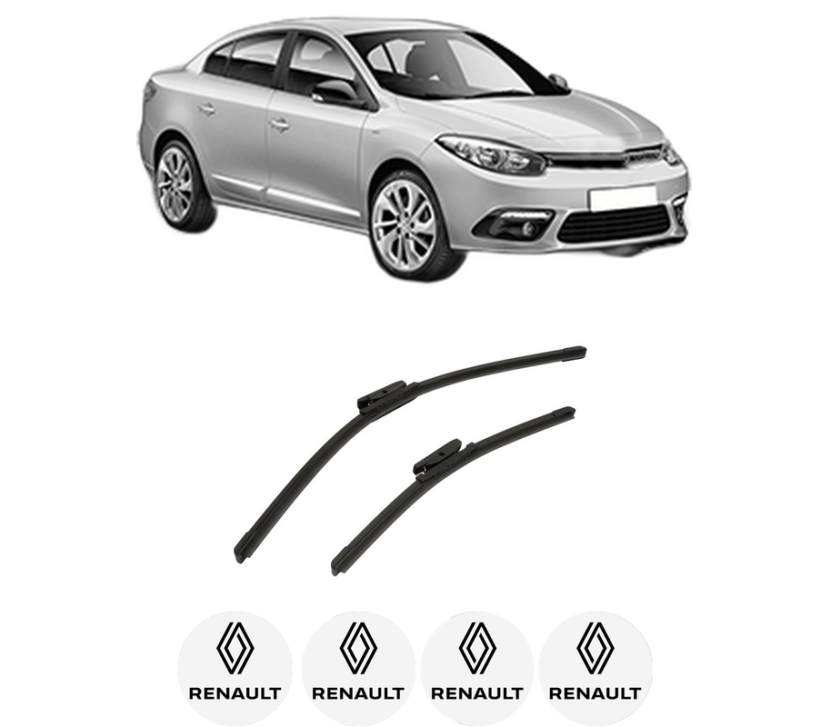 Set stergatoare auto RENAULT FLUENCE (L3_) din 2010-2015, pentru parbriz auto, 2 bucati, Bosch Aerotwin, din cauciuc siliconat rezistent, 4 Stickere Auto RENAULT