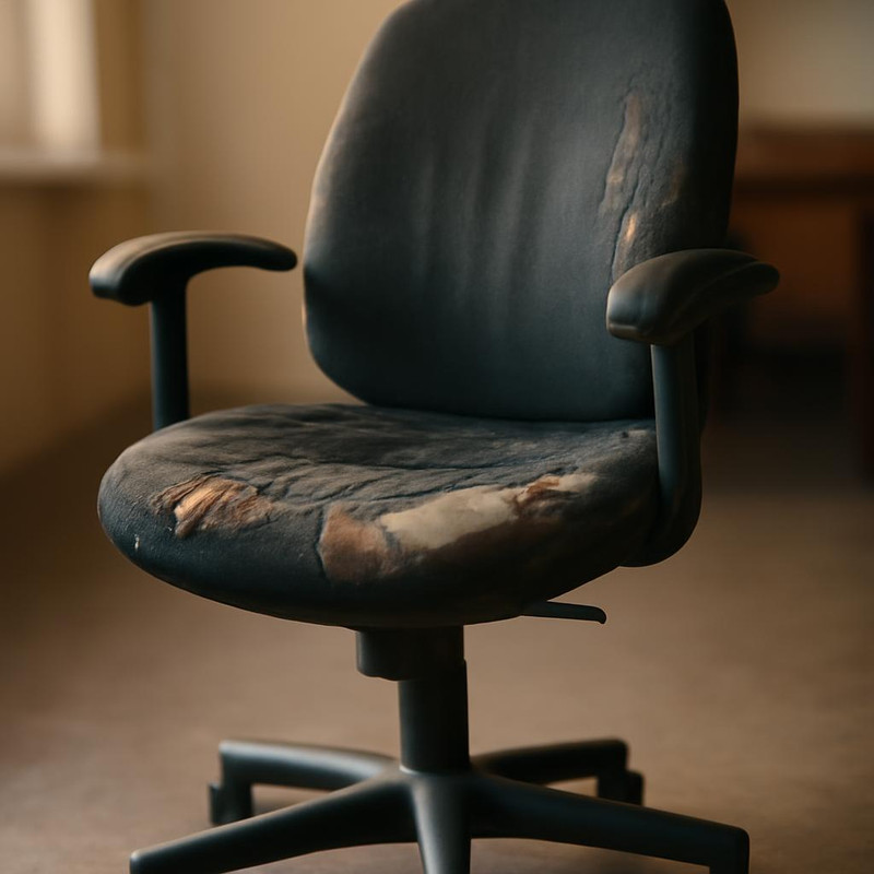 Изношенное компьютерное кресло перед перетяжкой