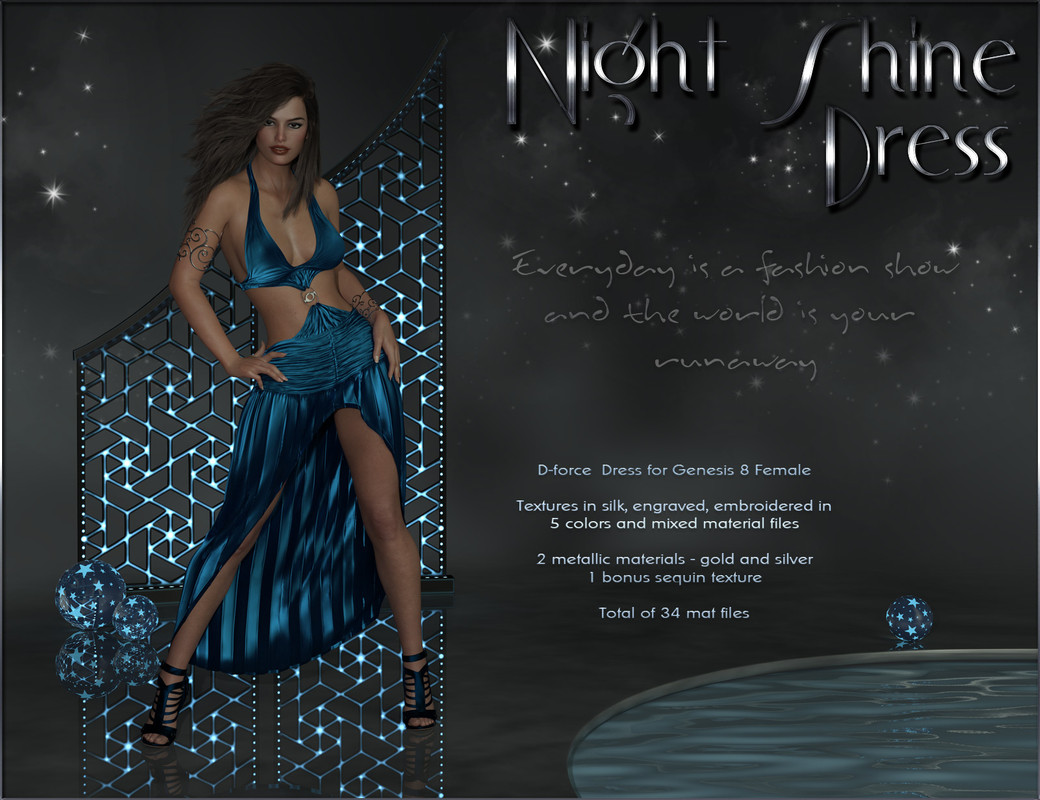 dForce Night Shine Dress for Genesis 8 Females