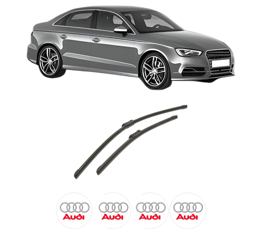 Set stergatoare auto AUDI A3 Limousine (8VS, 8VM) din 2013-2020, pentru parbriz auto, 2 bucati, Bosch Aerotwin, din cauciuc siliconat rezistent, 4 Stickere Auto AUDI