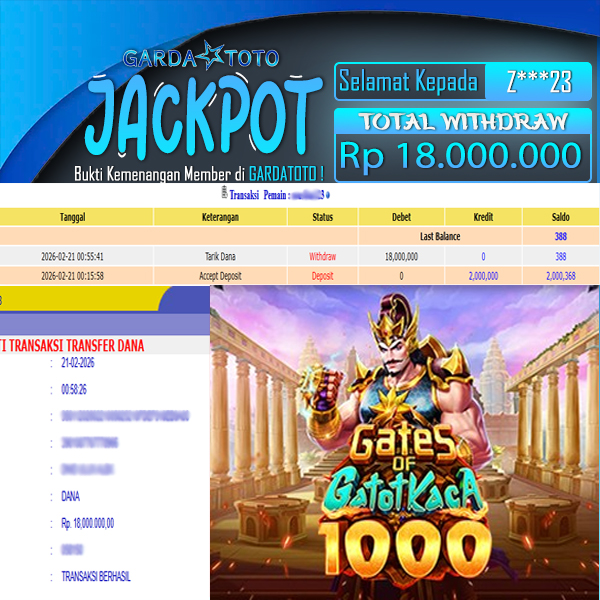 JACKPOT DI PERMAINAN SLOT PRAGMATIC PLAY Gates Of Gatot Kaca 1000 WD Rp18.000.000,- DIBAYAR LUNAS GARDATOTO MANTAP!