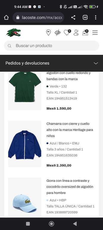 Lacoste: Descuentos en toda la tienda (Hasta 60% OFF) 
