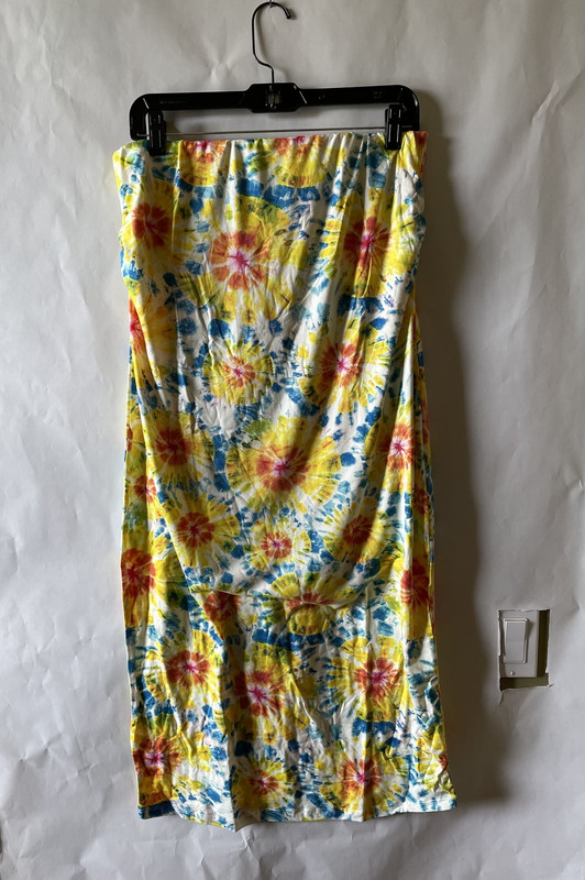 ABSOLUTELY LOVE IT TIGHT FIT TIE DYE SKIRT WOMENS 2X 2253 WHITE/YELLOW/BLUE