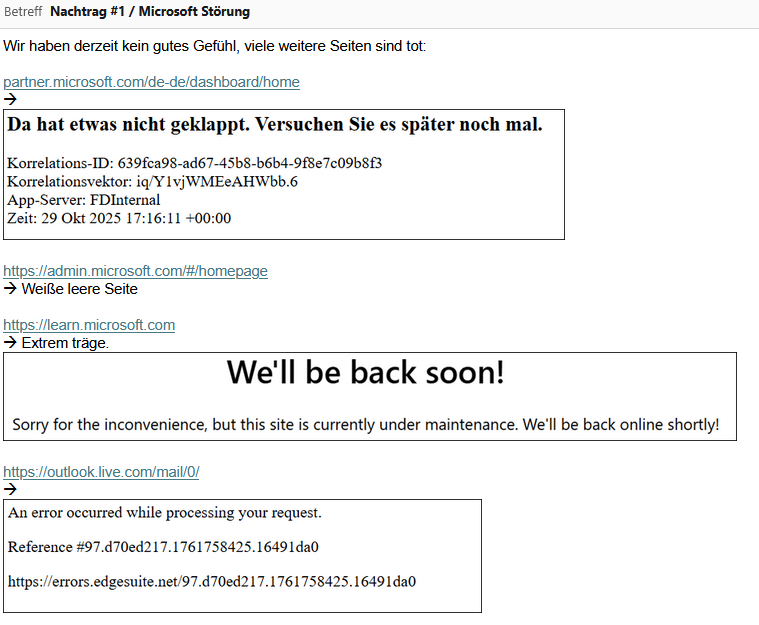 Microsoft Störungen