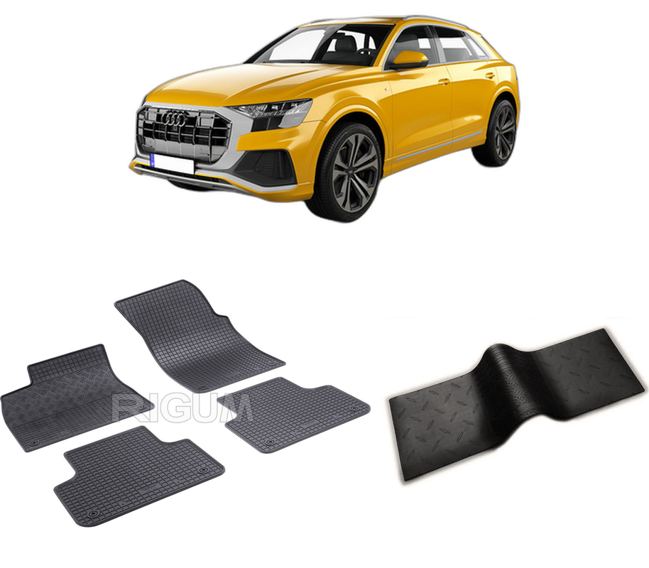 Set covorase auto AUDI Q8 4M din 07.2018-PREZENT, cu covoras tunel median, CAROSERIE SUV, Presuri cauciuc 100%, compatibil cu autoturismul AUDI Q8 4M, Rigum