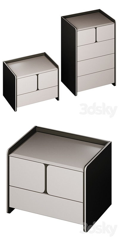 Chest of drawers and bedside table Milan