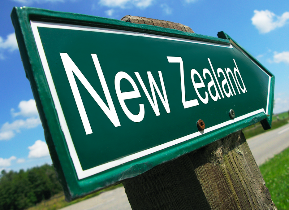 Neuseeland Straßenschild Landschaft