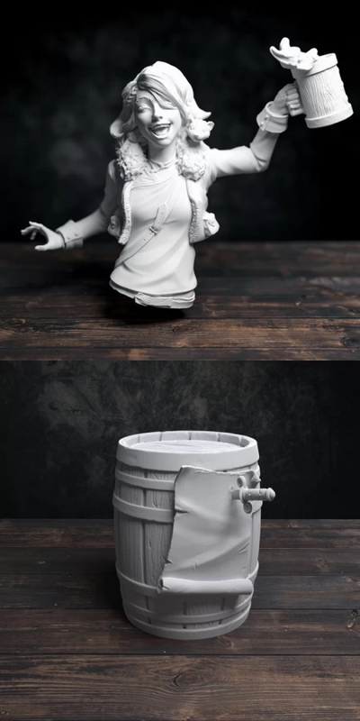 Bold Miniatures — Vesha and Barrel – 3D Print Model