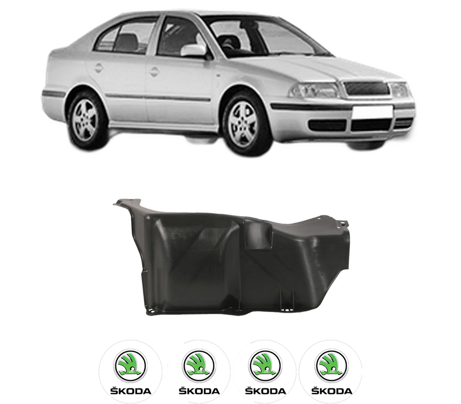 Scut motor SKODA OCTAVIA I (1U2) din 1996-2010, protectie auto, plastic, 4x Stickere auto cu SKODA