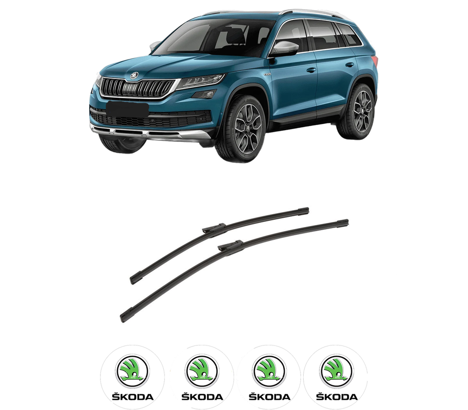 Set stergatoare auto SKODA KODIAQ I (NS6, NS7, NV7) din 2016-2021, pentru parbriz auto, 2 bucati, Bosch Aerotwin, din cauciuc siliconat rezistent, 4 Stickere Auto SKODA