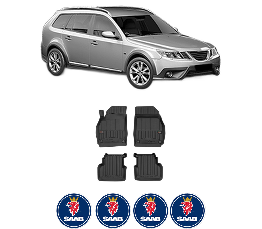 Set covorase presuri SAAB 9-3X (YS3) din 2009-2015, auto, din cauciuc thermoplastic, 4 Stickere auto cu SAAB