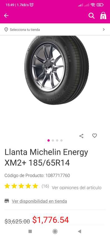 Liverpool: Llanta Michelin Energy XM2+ 185/65R14 
