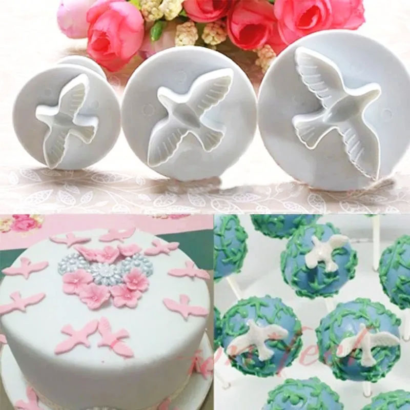 Moldes expulsor pájaro Tortola o palomas mensajeras fondant x3pz
