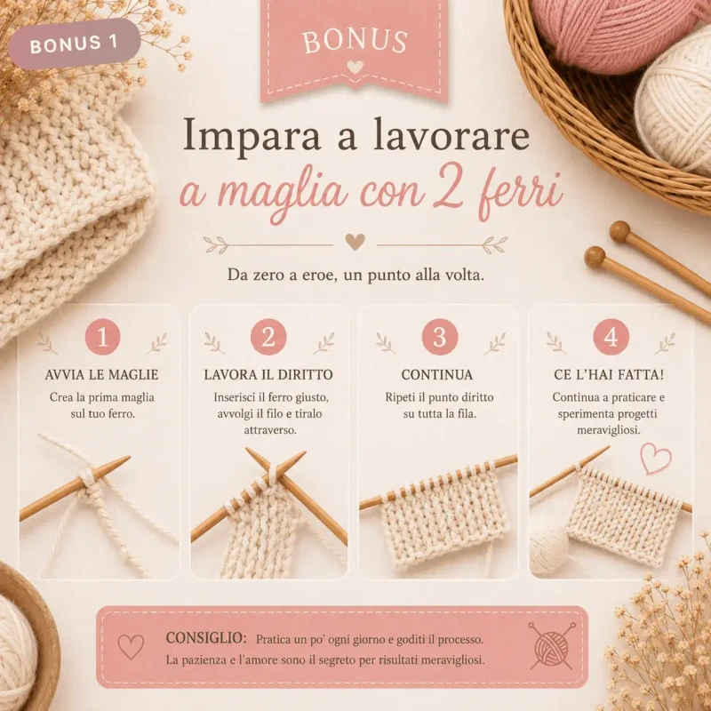 Impara a lavorare a maglia con 2 ferri
