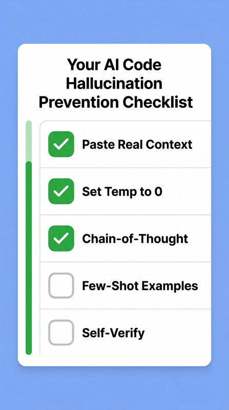 AI code hallucination prevention checklist — 5 step verification workflow