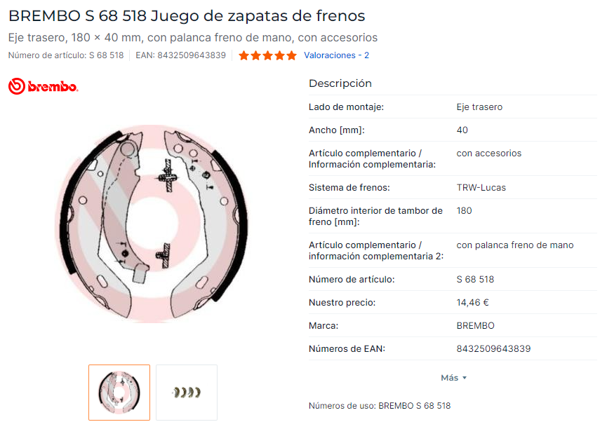Zapatas Brembo S68518