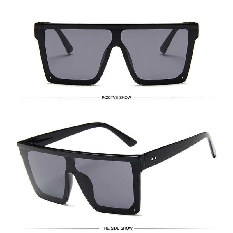 ??Oversized Square Metal Frame Sunglasses for Women Men Flat Mirrored Lens For Women Men XXL Oversized Square Frame Sunglasses Silver  main image 3