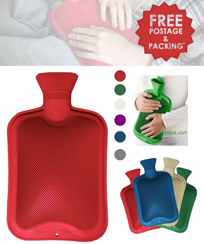 Pack of 2 Natural Rubber Hot Water Bottle 0.52 Litre Small Large