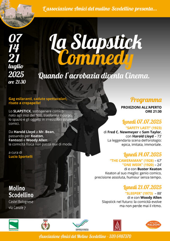 Tre Lunedì di luglio (7–14–21) da Ridere: Il Mulino Scodellino di Castel Bolognese (Ra) ospita “La Slapstick Comedy”