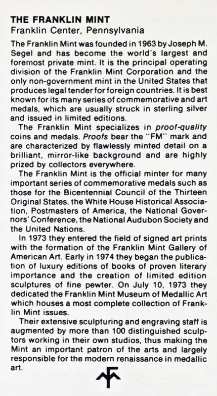 franklin mint mark rainwater 1st