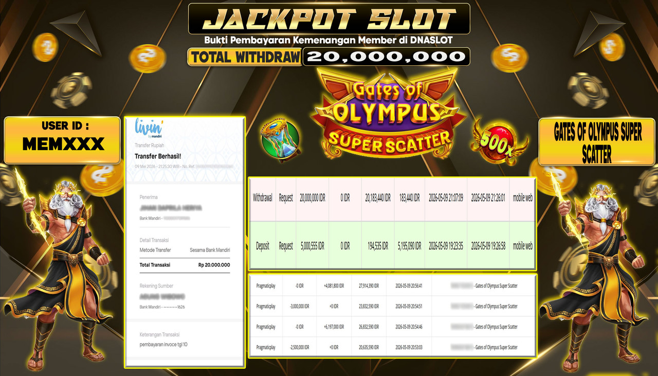 JACKPOT SLOT GATES OF OLYMPUS SUPER SCATTER 9 MEI 2026