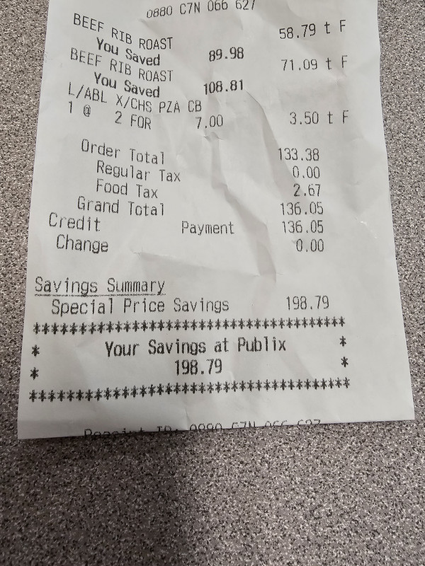 The annual Publix rib roast sale started today.