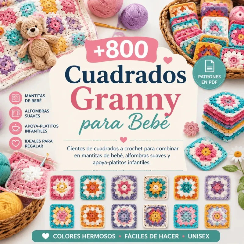 +800 Cuadrados Granny para Bebé