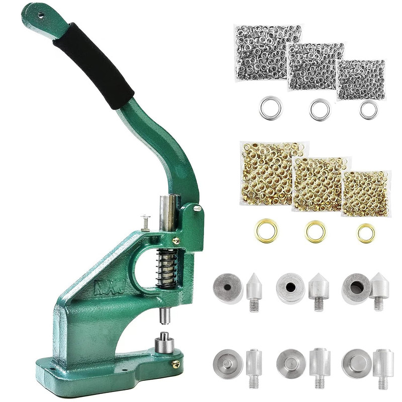 Heavy Duty Grommet Press Machine Set W/Punch Hole Tool, Hand Press Eyelet Grommet Punch Tool, 2400pcs Grommets For Curtains Scrapbooking Flags Belts