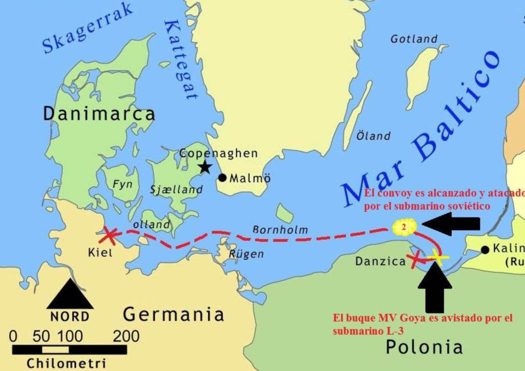 Mapa del recorrido y avistamiento del Goya